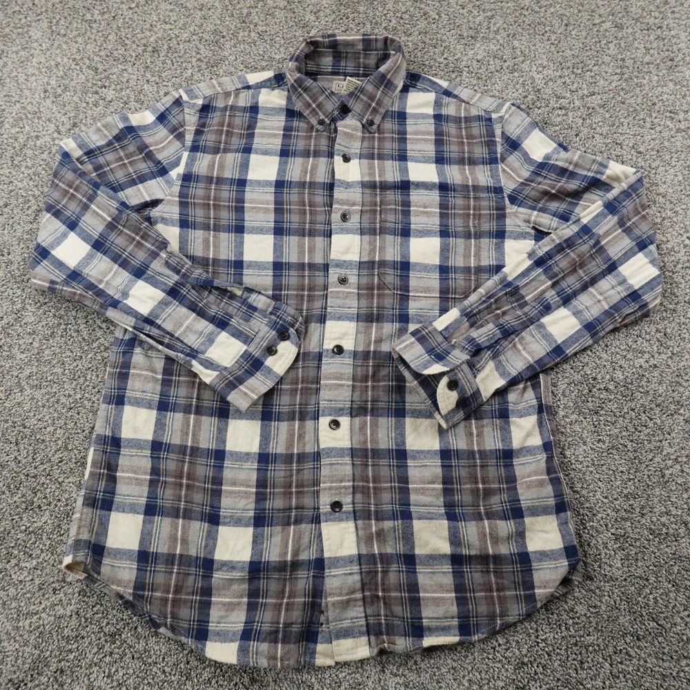 LL Bean Shirt Mens M Scotch Plaid Flannel Long Sleeve Button Up Hiking Outdoor